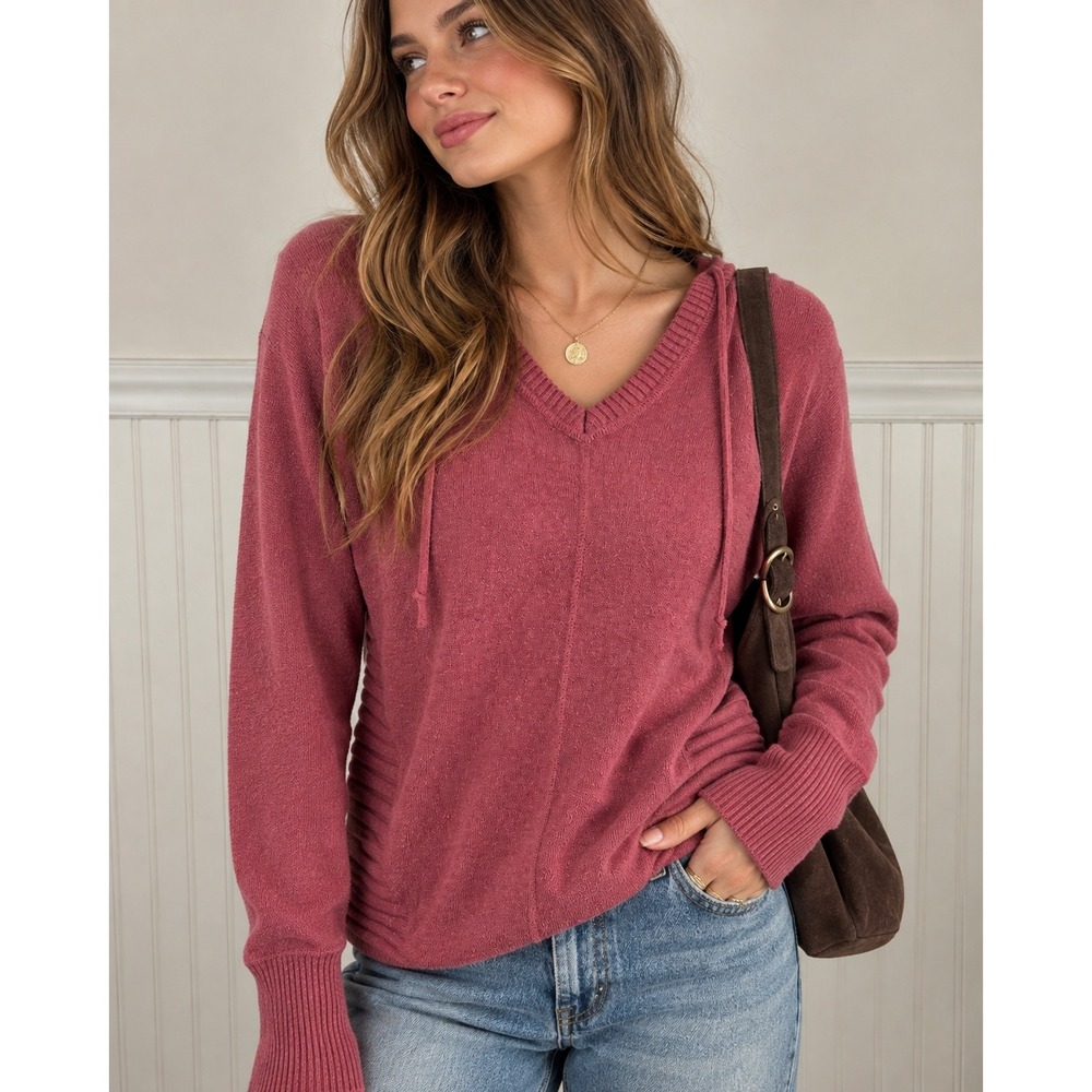 Dakini Women's Fuchsia Pink Knit Pullover Hoodie Sweater
